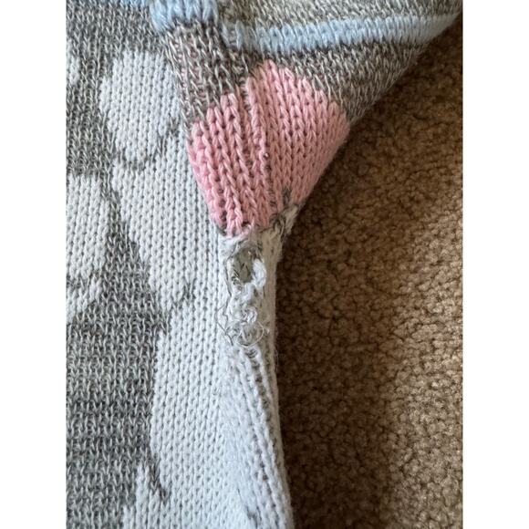 Vintage Arielle Teddy Bear Sweater Pastel Retro Kawaii Y2K Fair Isle Made in USA - Picture 7 of 8